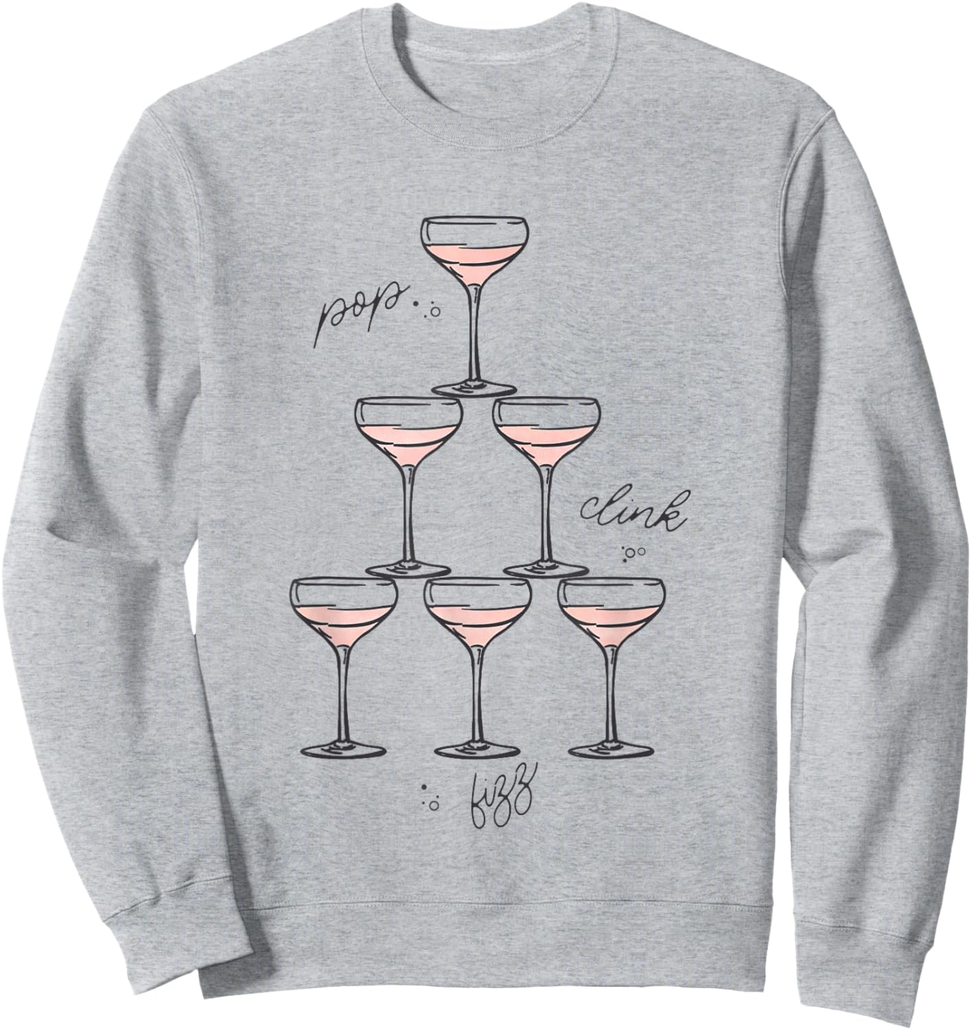 Pop Clink Fizz Champagne Tower Vintage Portrait Sweatshirt - Sweatshirt | Ash