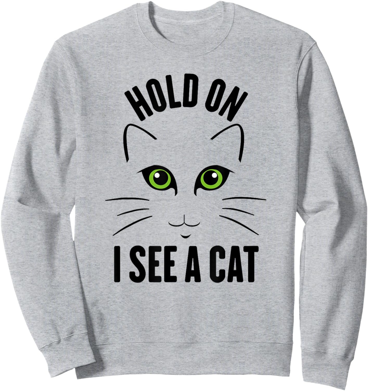 Hold On I See A Cat, Funny Sarcastic Sayings Cat Lovers Men Women Kids Sweatshirt - Sweatshirt | Ash