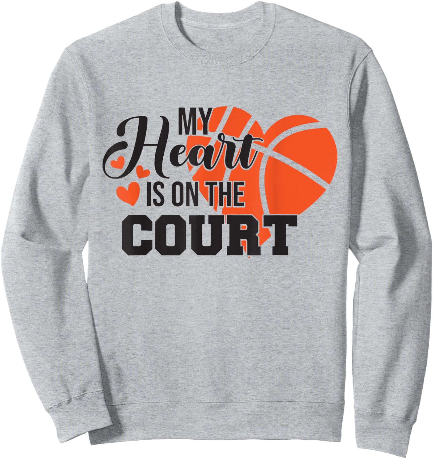 My heart is on that court women basketball kids Sweatshirt - Sweatshirt | Ash