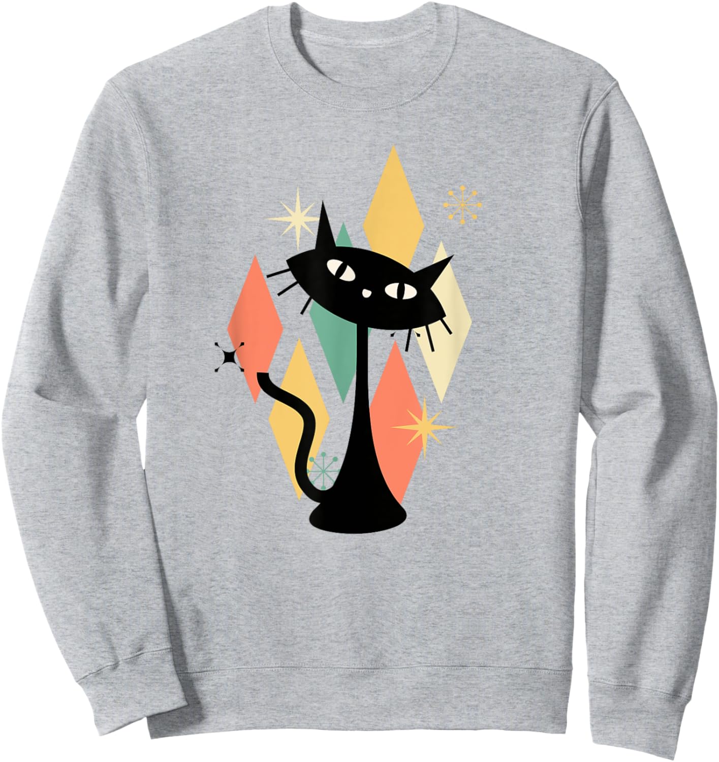 Colorful Retro Cat Midcentury Atomic Age Modern Mid Century Women Kids Sweatshirt - Sweatshirt | Ash