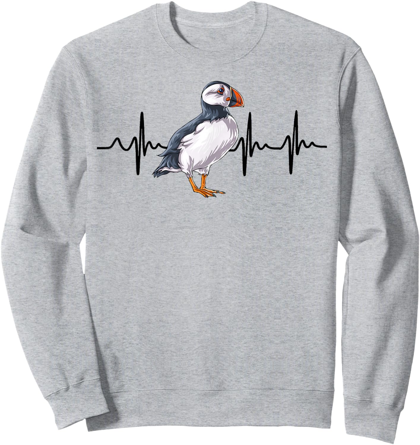 Heartbeat Puffin Bird Funny Animal Lover Gifts Sweatshirt - Sweatshirt | Ash
