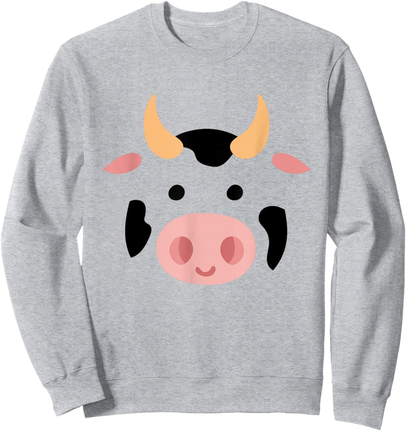 Big Cow Face Costume Funny Lazy Halloween Costume Sweatshirt - Sweatshirt | Ash