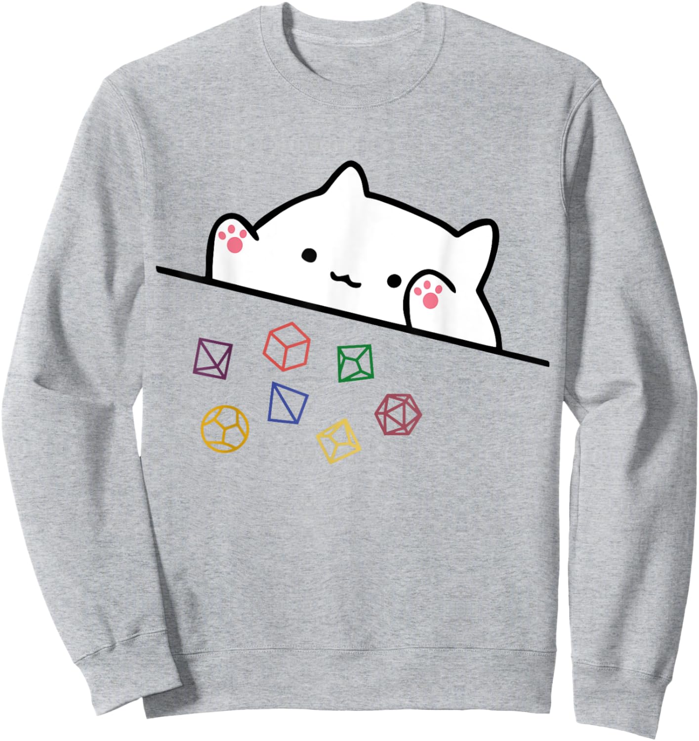 funny Cat Throwing Dice , Small, Grey Sweatshirt - Sweatshirt | Ash