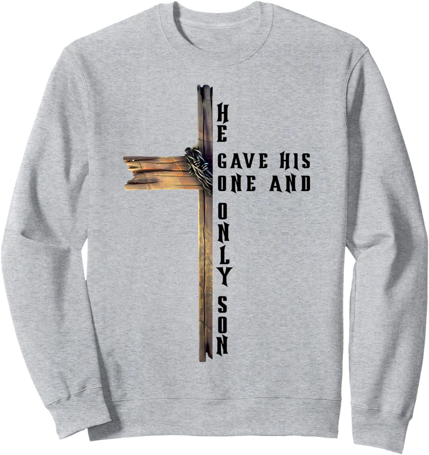 Christian Cross Bible John 3:16 Reflection Sweatshirt - Sweatshirt | Ash