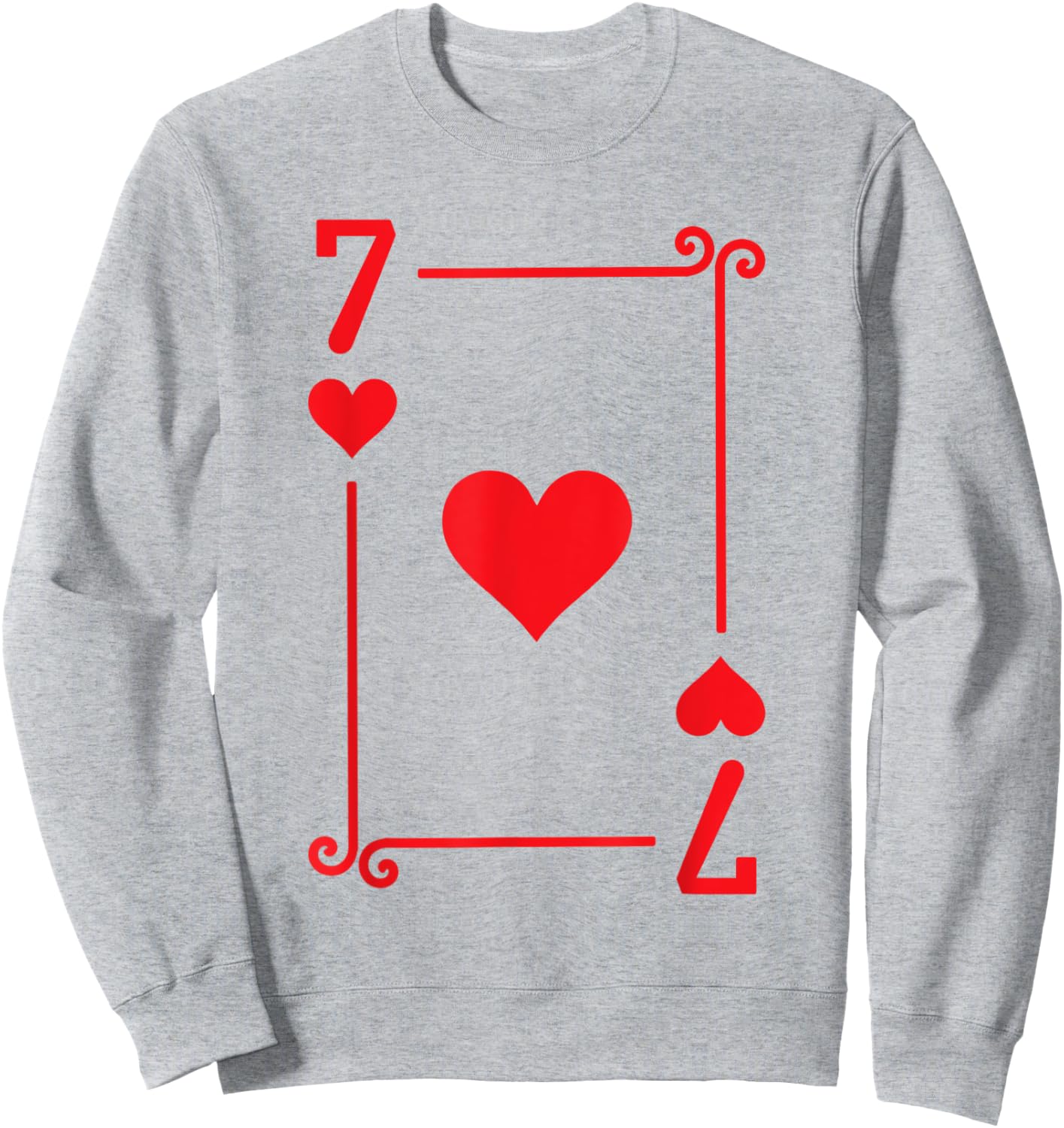 Playing Cards Costume - 7 Hearts Card - Seven Card Sweatshirt - Sweatshirt | Ash