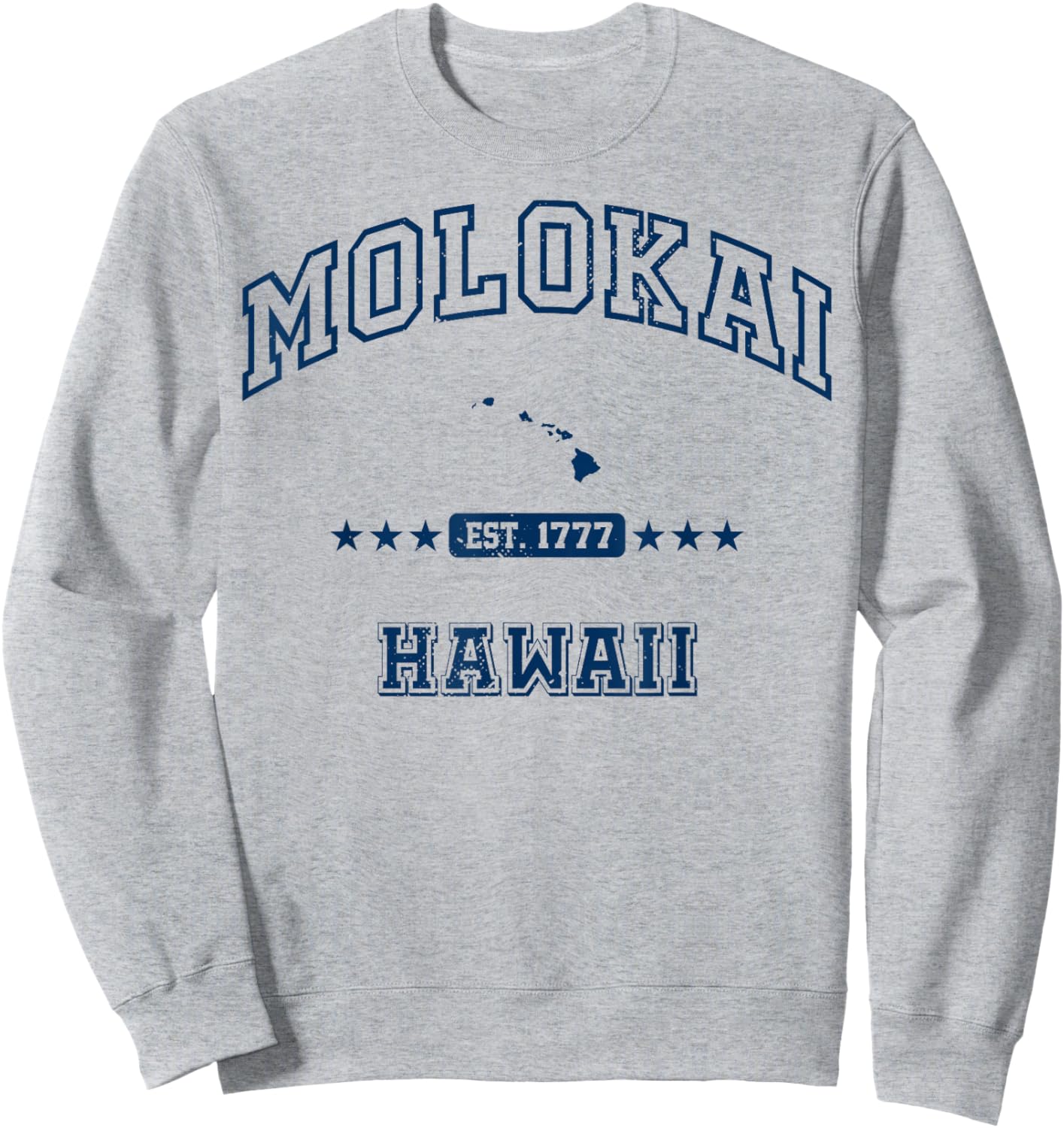 Molokai Hawaii HI Vintage Athletic Navy Sweatshirt - Sweatshirt | Ash