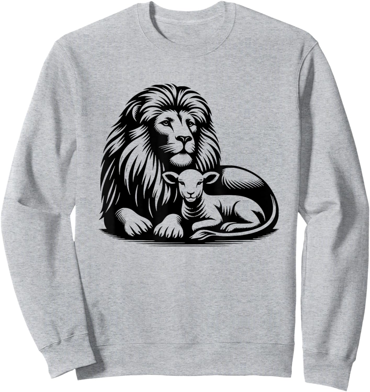 Lion and Lamb Black Design Christian Men Women Sweatshirt - Sweatshirt | Ash