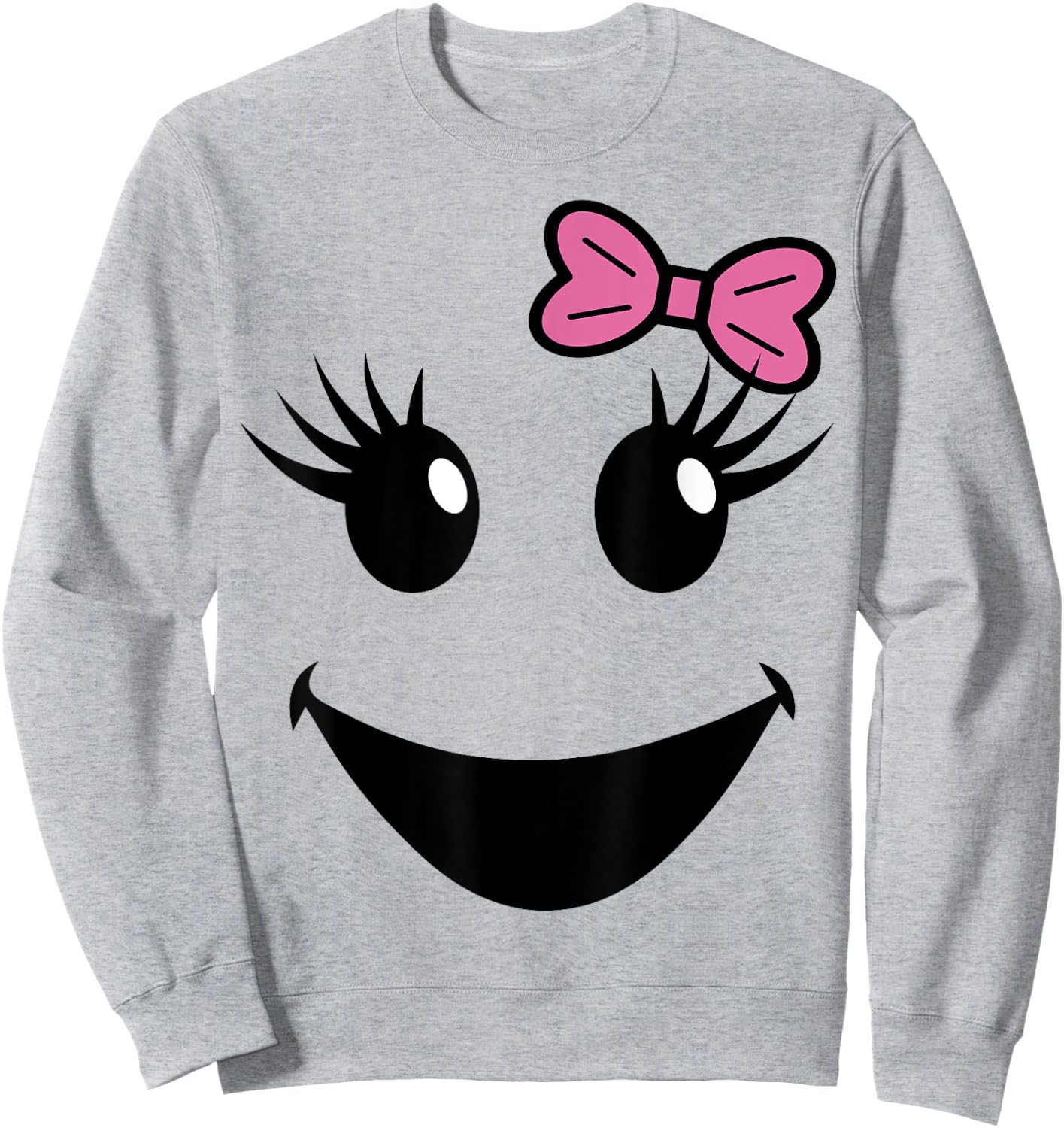 Cute Ghost Face With Bow Eyelashes Halloween Girls Sweatshirt - Sweatshirt | Ash