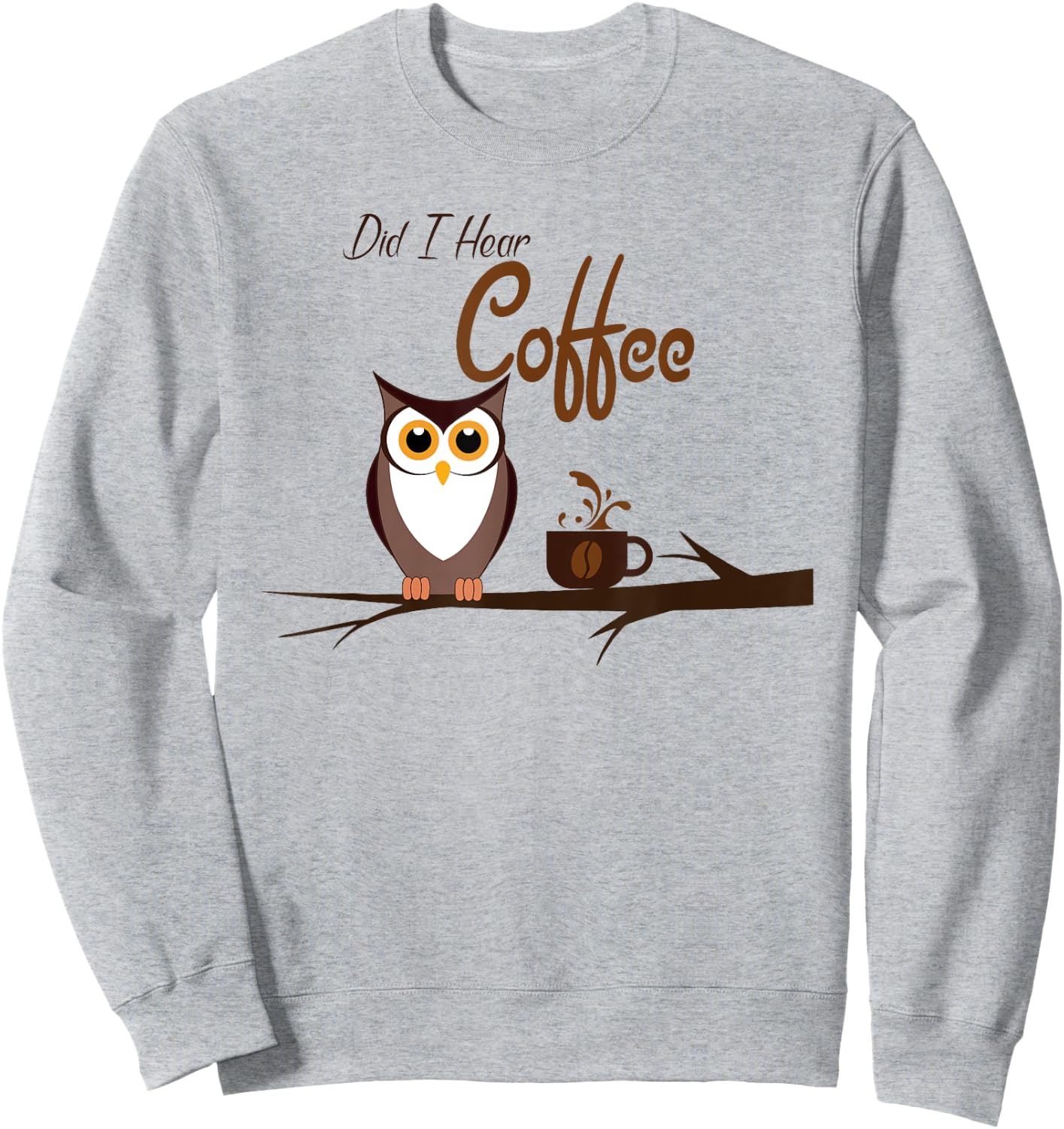 Did I Hear Coffee Birdwatching Funny Owl Sweatshirt - Sweatshirt | Ash