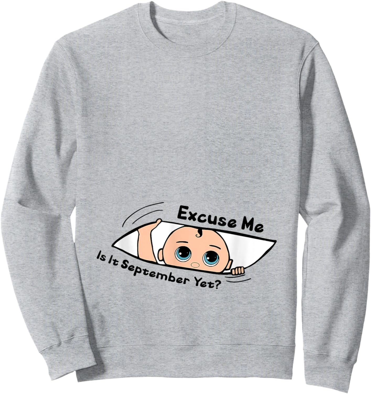 Excuse Me Is It September Yet Pregnancy Baby Announcement Sweatshirt - Sweatshirt | Ash