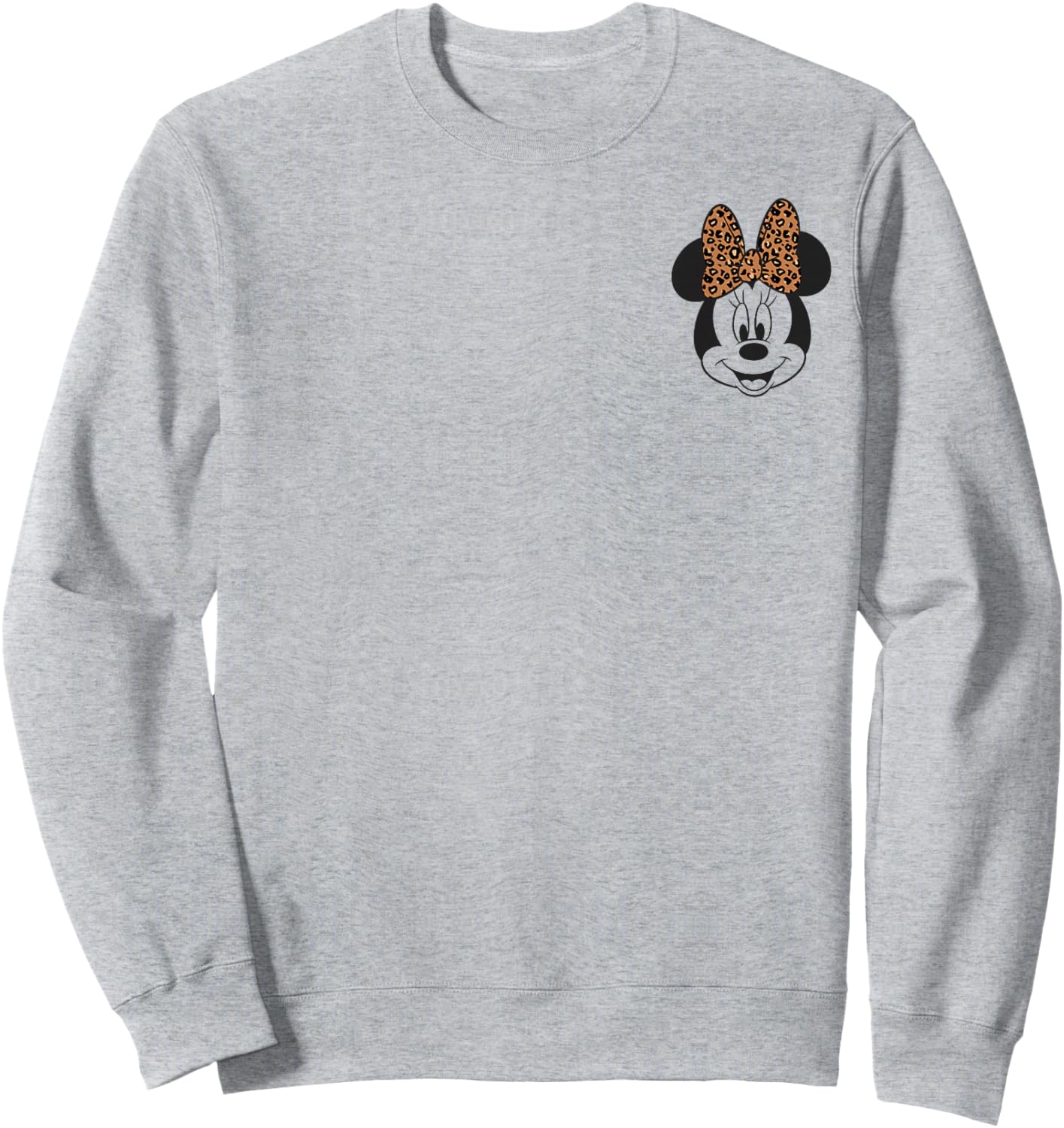 Disney Minnie Mouse Leppard Print Bow Minnie Pocket Logo Sweatshirt - Sweatshirt | Ash