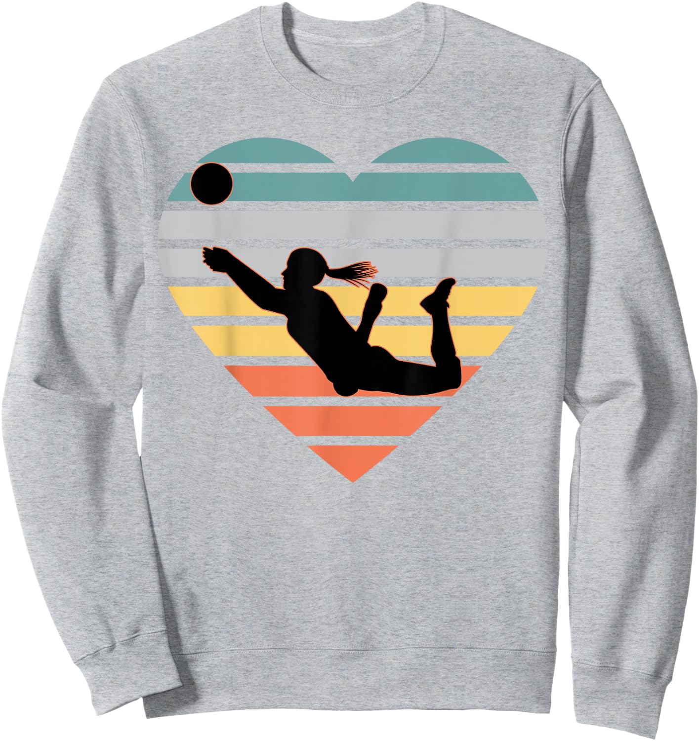 Volleyball Gifts for Teen Girls Retro Vintage Heart Sweatshirt - Sweatshirt | Ash