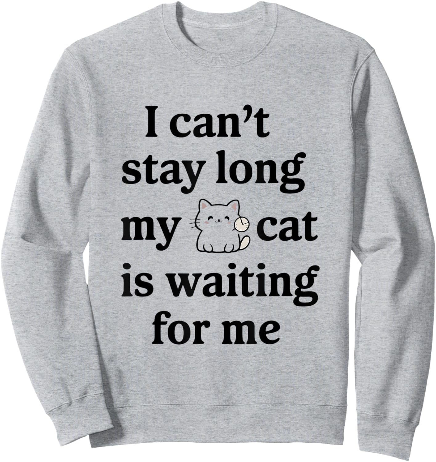 I Can’t Stay Long My Cat Is Waiting For Me Cat Lover Saying Women Sweatshirt - Sweatshirt | Ash