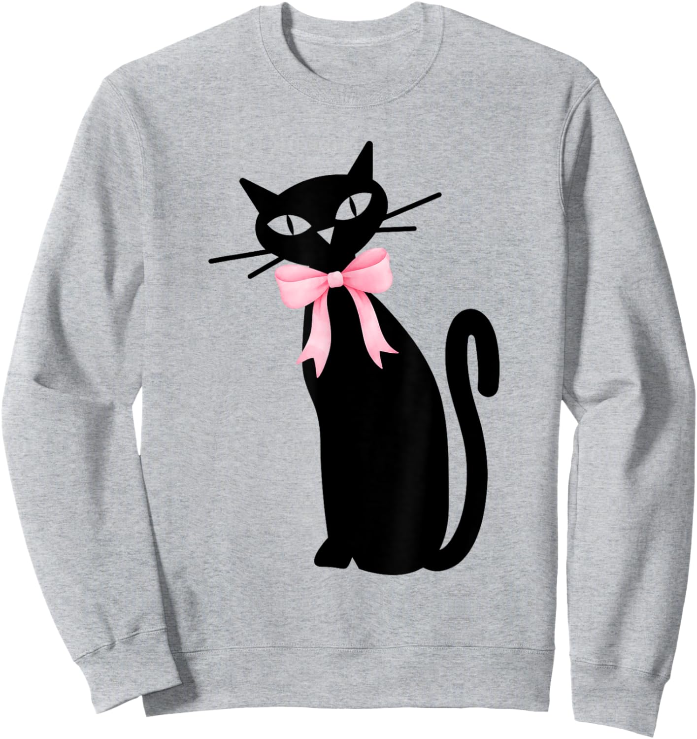Atomic Cat Black With Pink Bow MCM Retro Kitty Men Women Kids Sweatshirt - Sweatshirt | Ash