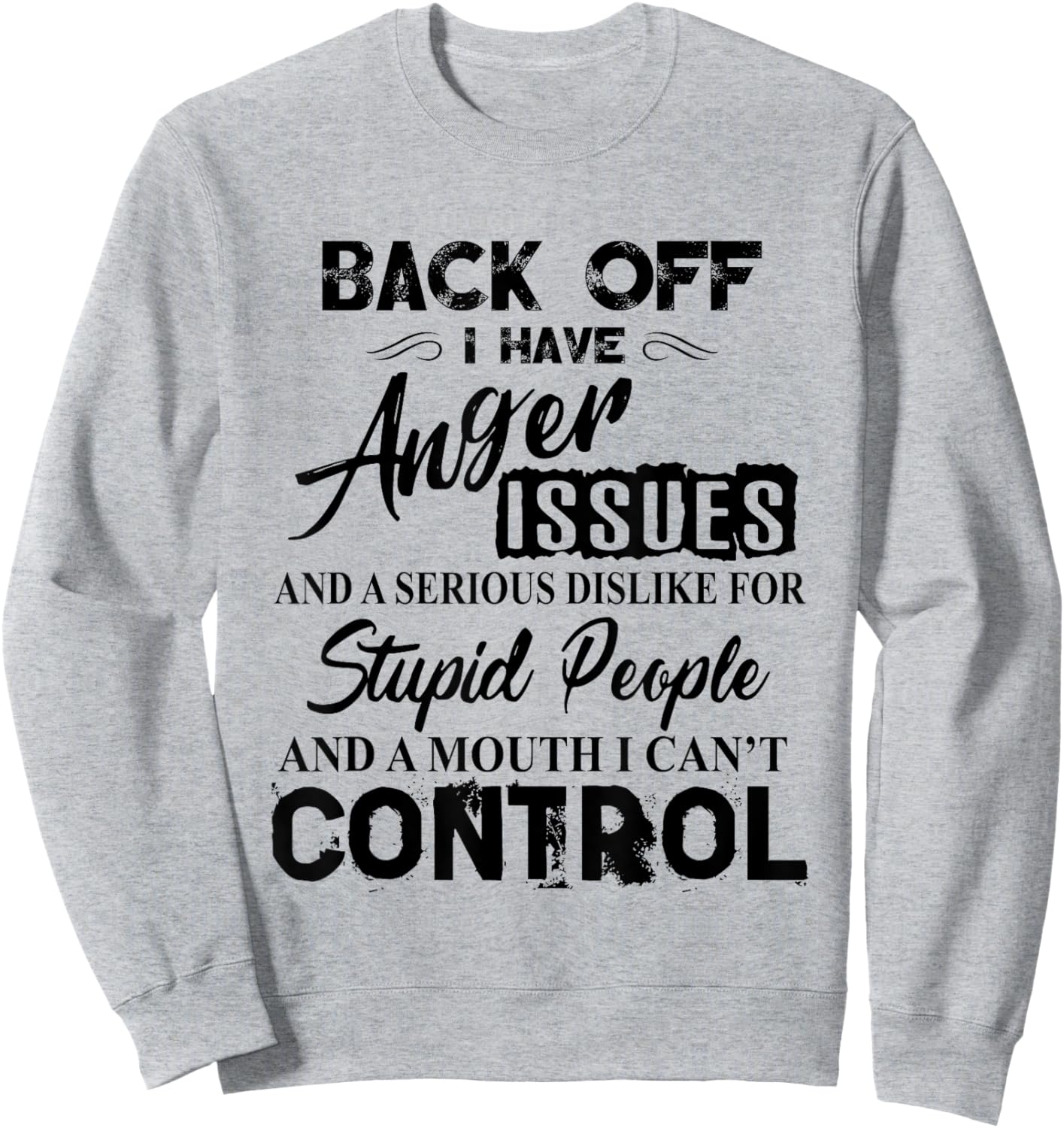 Back Off I Have Anger Issues Serious Dislike Stupid People Sweatshirt - Sweatshirt | Ash