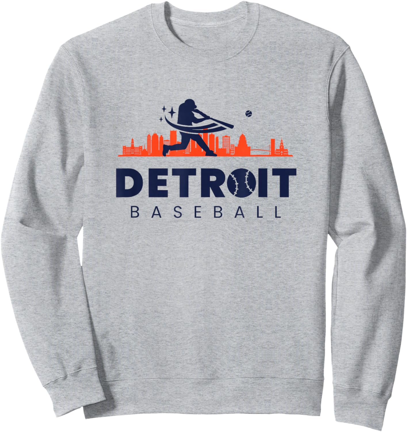 Detroit Baseball Vintage Minimalist Retro Baseball Lover Sweatshirt - Sweatshirt | Ash