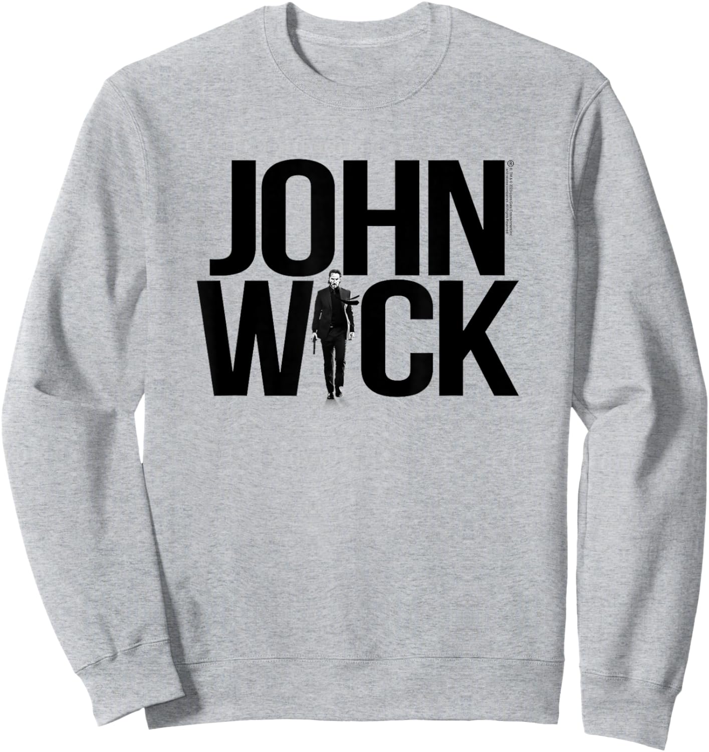 John Wick Bold Logo with Photo Action Movie Sweatshirt - Sweatshirt | Ash