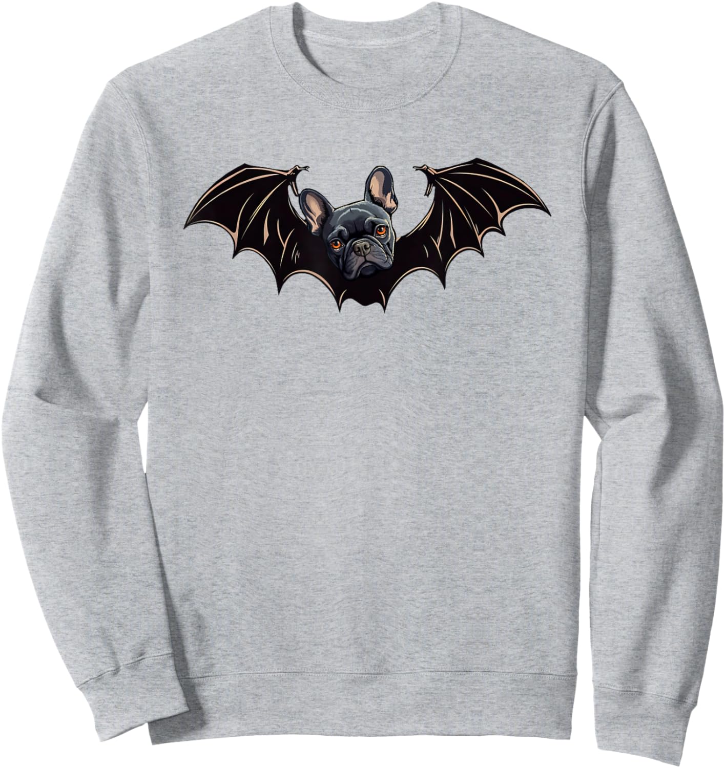 French Bulldog Bat Wings Spooky Frenchie Dog Halloween Bat Women Kids Sweatshirt - Sweatshirt | Ash