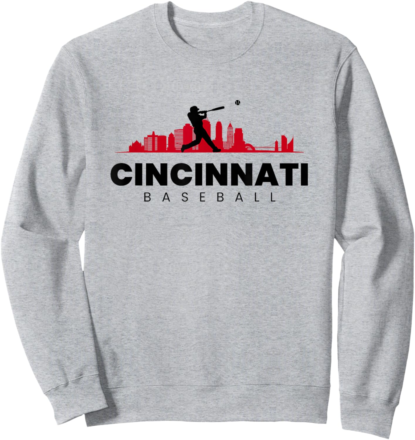 Cincinnati Baseball Vintage Minimalist Retro Baseball Lover Sweatshirt - Sweatshirt | Ash