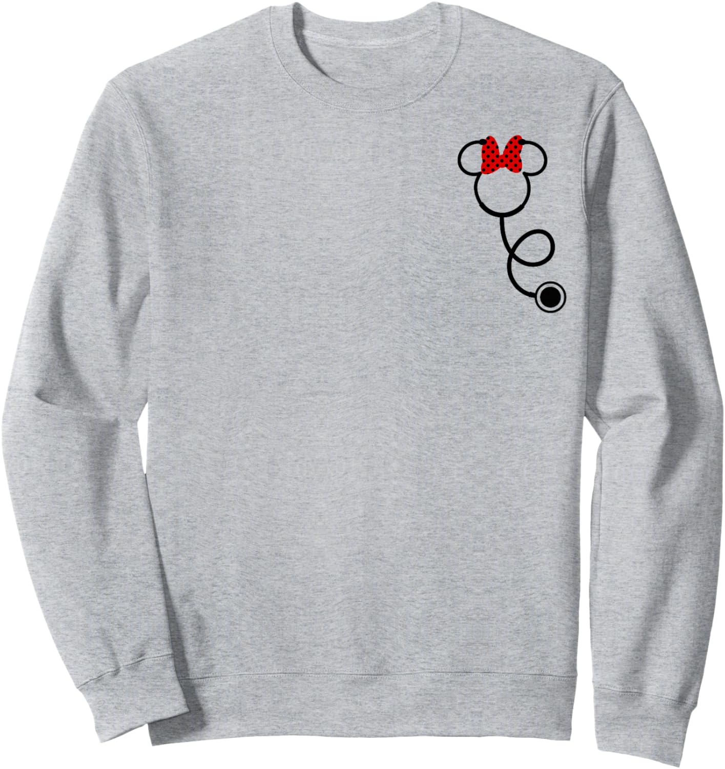 Disney Minnie Mouse Minnie Face Stethoscope Pocket Logo Sweatshirt - Sweatshirt | Ash