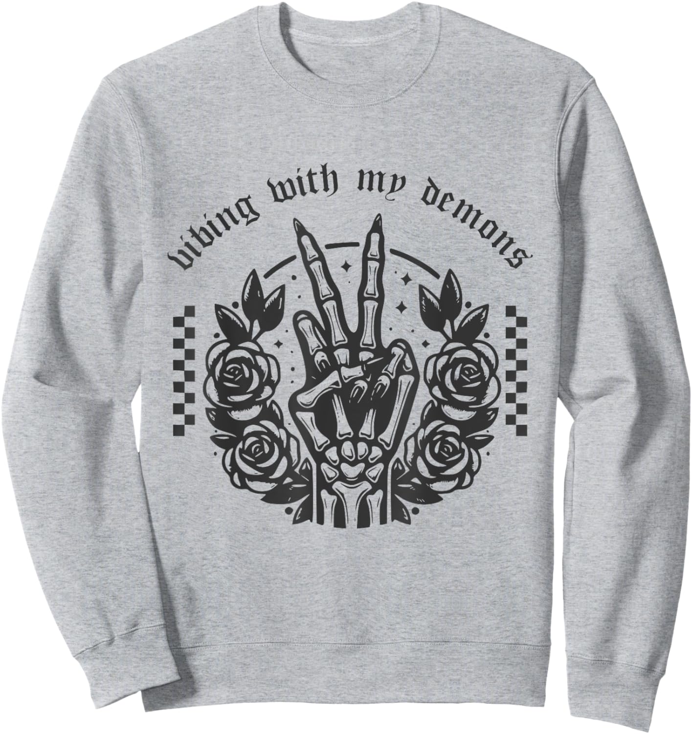 Vibing With My Demons Shirt Funny Witchy Gothic Halloween Sweatshirt - Sweatshirt | Ash