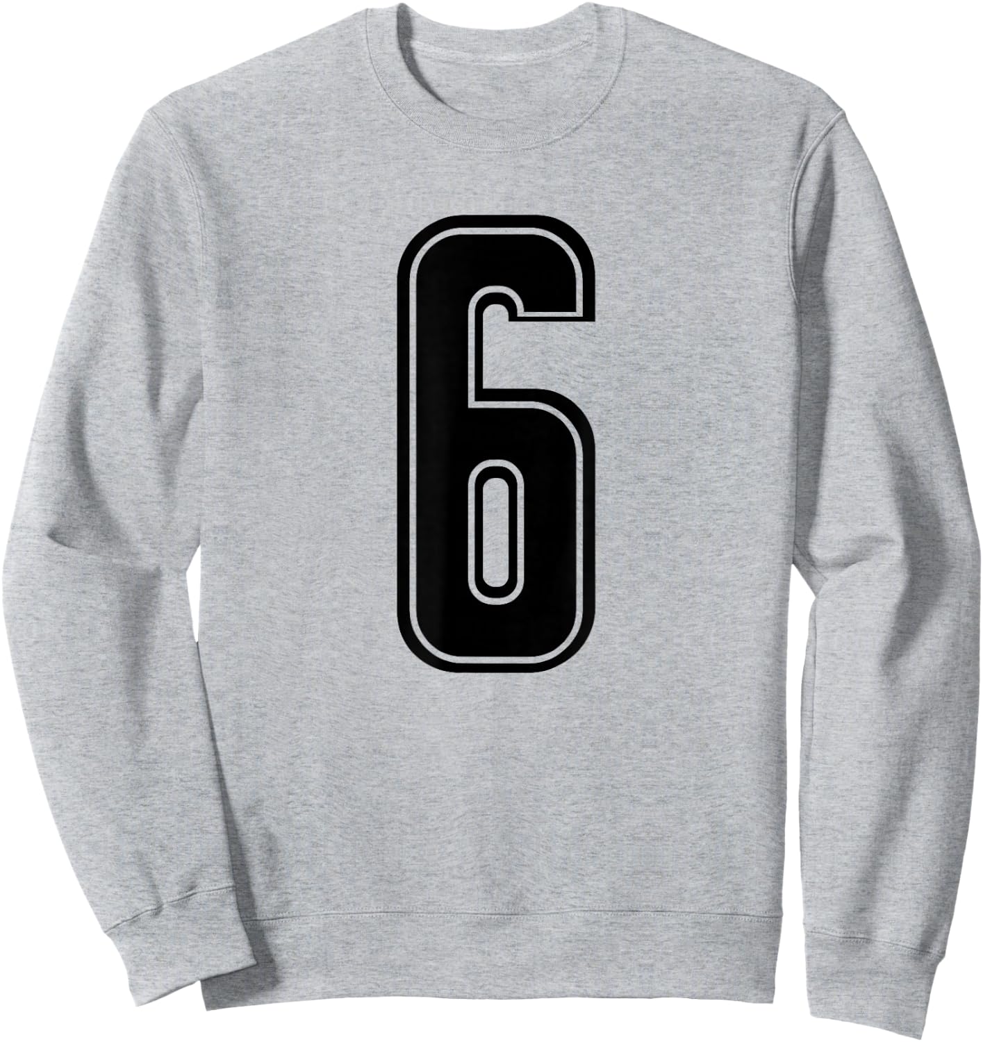 Black Sports Team Number #6 Sweatshirt - Sweatshirt | Ash
