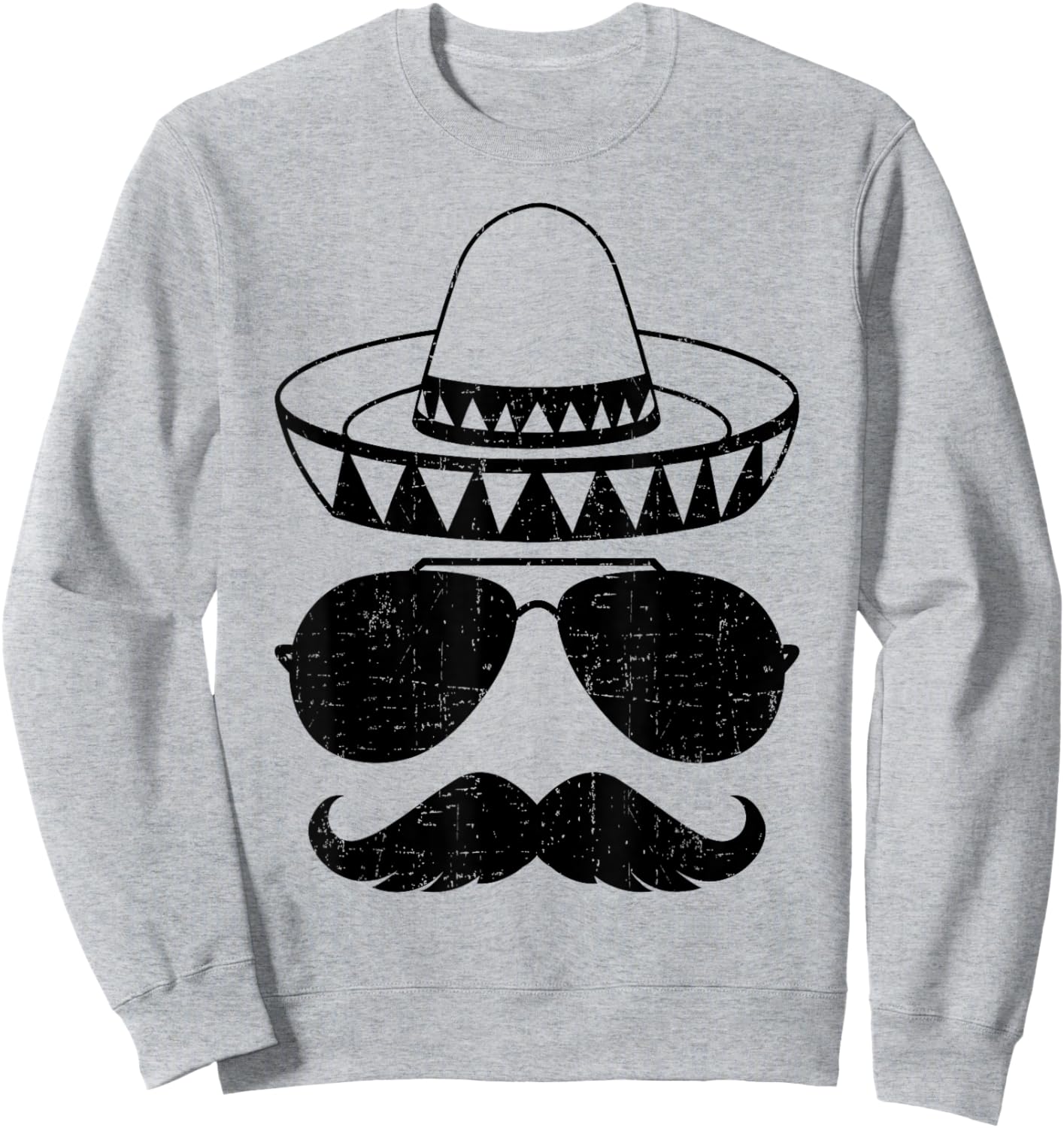 Funny sombrero face with mustache for mexican Cinco de Mayo Sweatshirt - Sweatshirt | Ash
