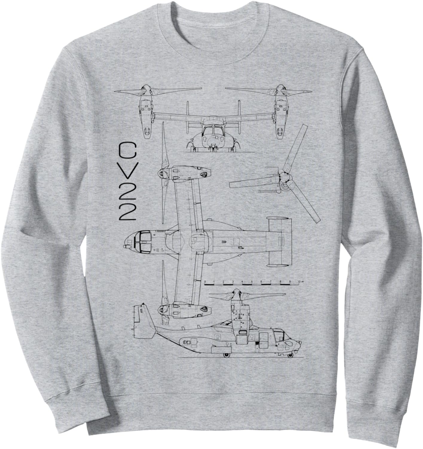 V-22 Osprey Aircraft US Military Helicopter Specification Sweatshirt - Sweatshirt | Ash