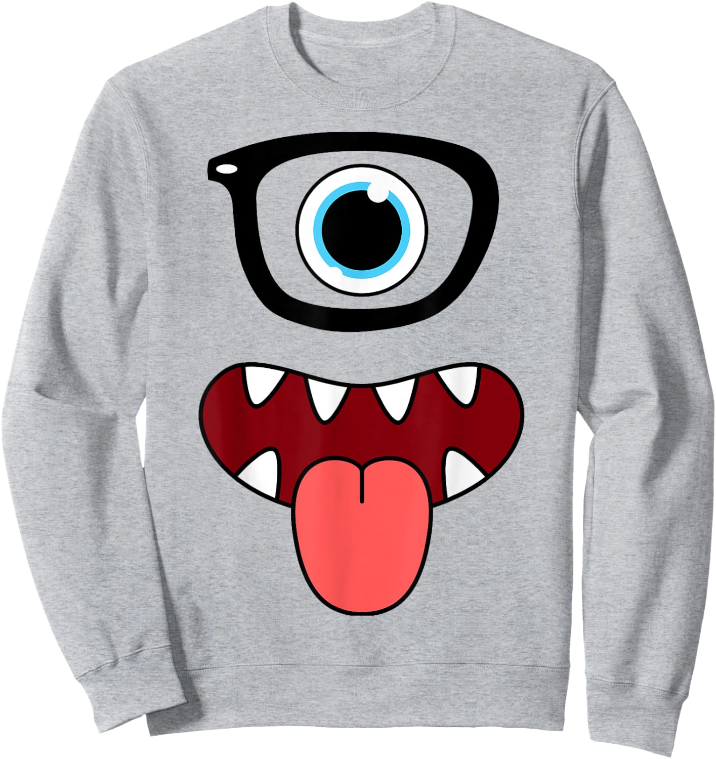 Funny Monster Face Nerd Glasses Costume Birthday Halloween Sweatshirt - Sweatshirt | Ash
