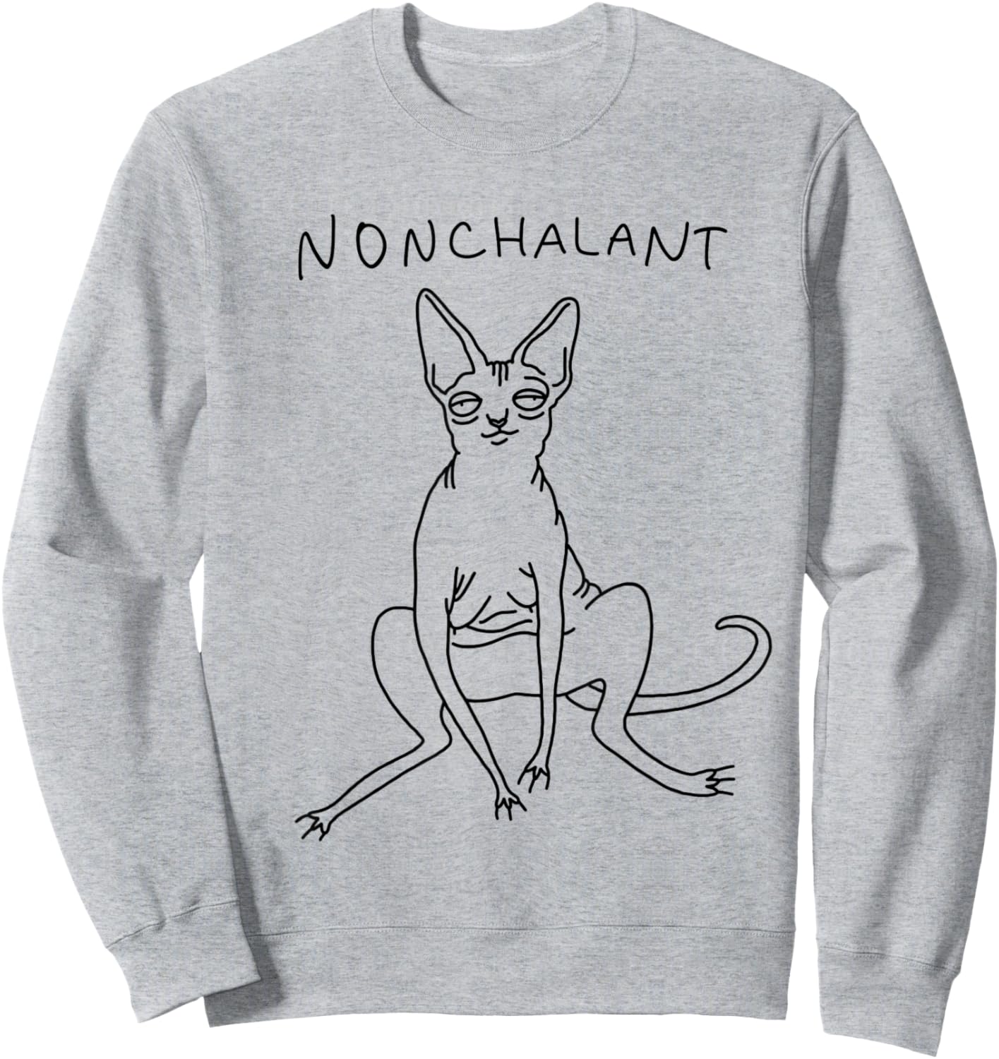 Nonchalant Sphynx Cat Funny Gift | Nakdcat Sweatshirt - Sweatshirt | Ash