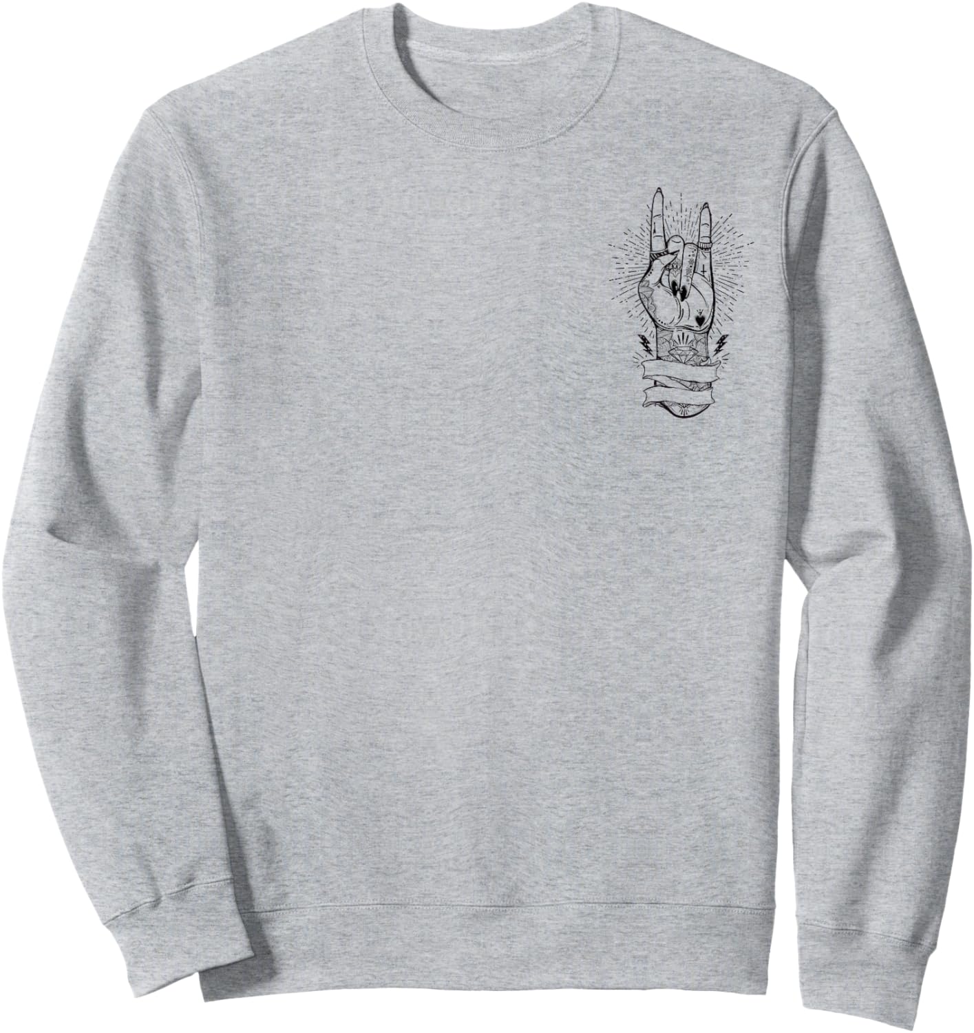 Pommesgabel Heavy Metal Rock Frau Mädchen Feminismus dezent Sweatshirt - Sweatshirt | Ash
