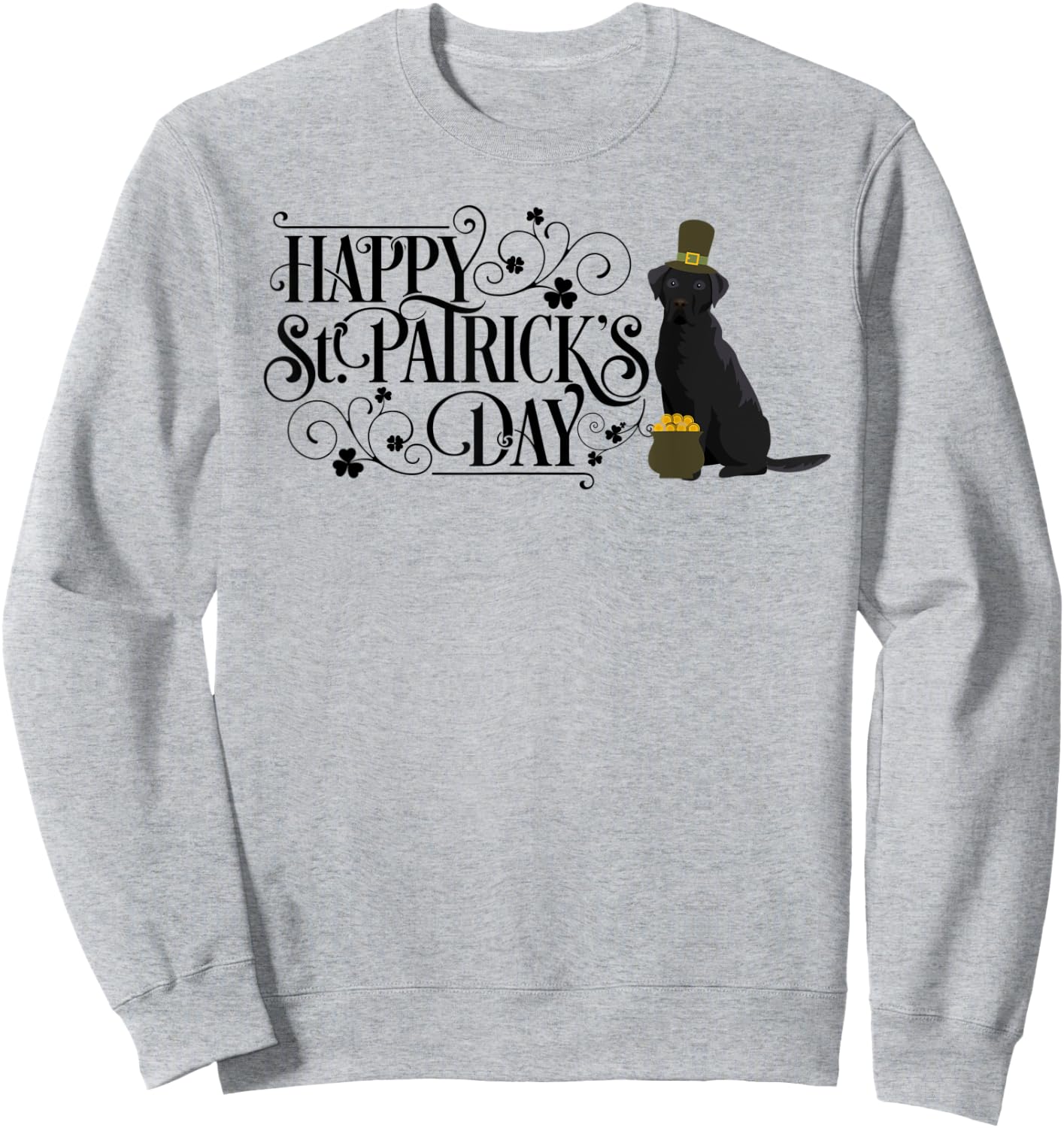 St Patricks Day Black Labrador Retriever Shirt Dog Sweatshirt - Sweatshirt | Ash