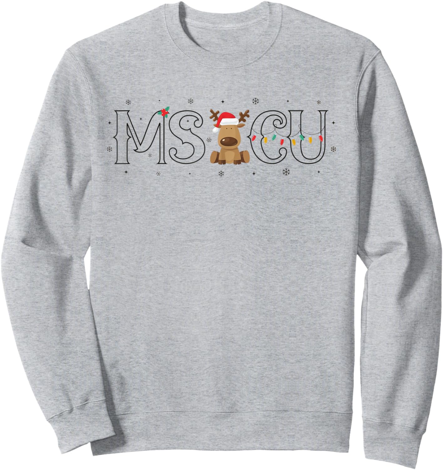 MSICU Nurse Reindeer Christmas Medical Surgical ICU Nurse Sweatshirt - Sweatshirt | Ash