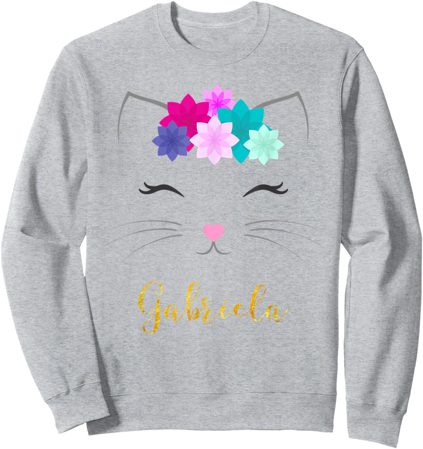 Gabriela Name Gift Personalized Kitty Cat Sweatshirt - Sweatshirt | Ash