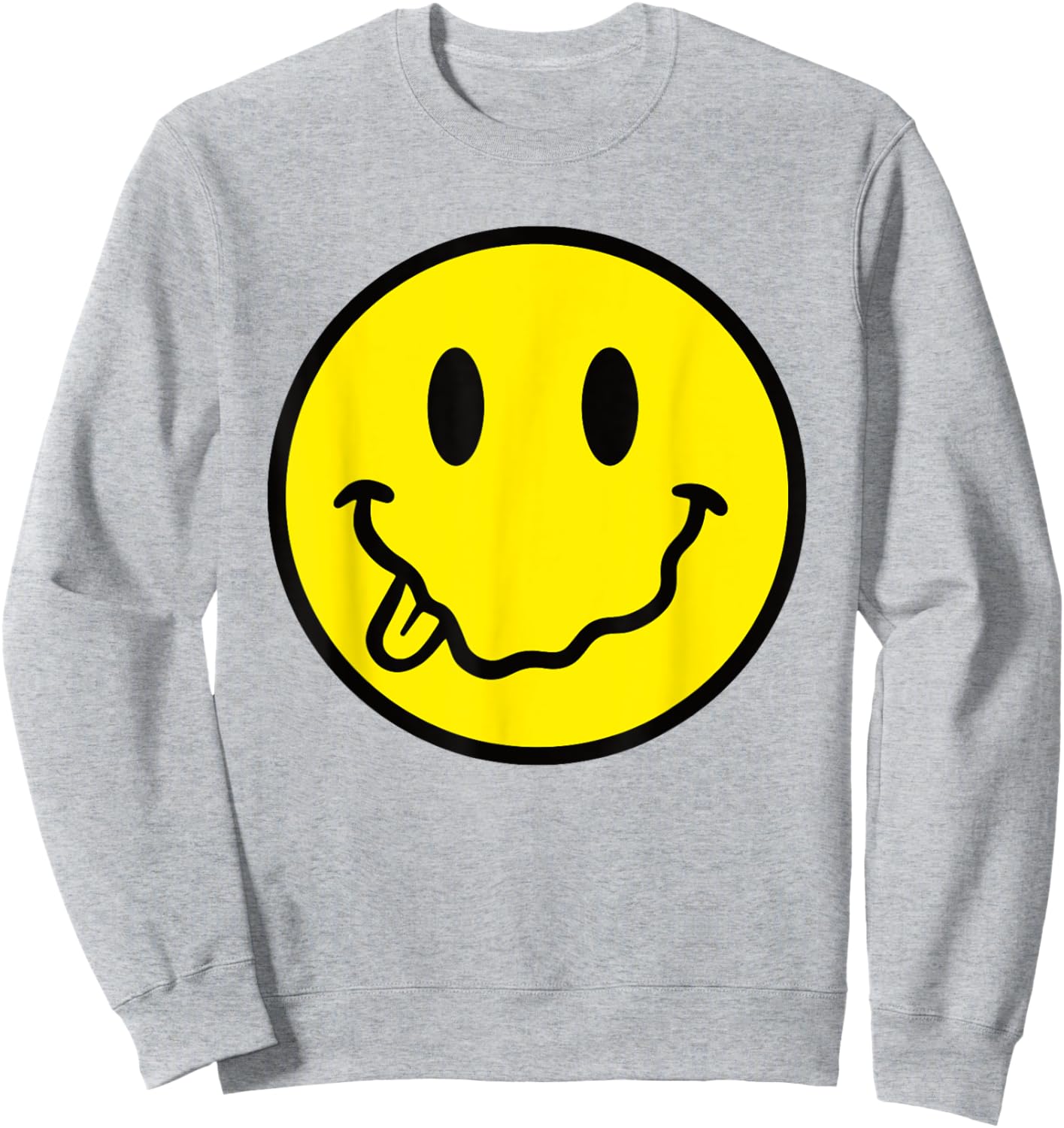 Funny Tongue out Smile Face Cute Yellow Happy Smiling Face Sweatshirt - Sweatshirt | Ash