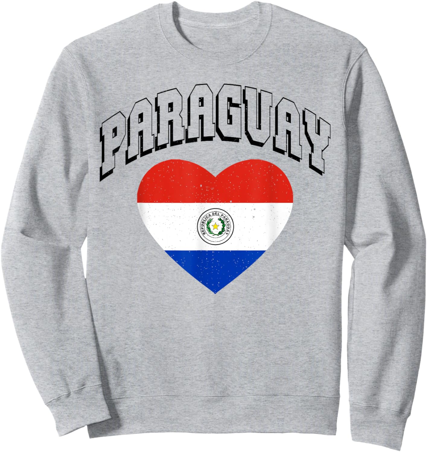 Paraguay Flag Vintage Throwback Athletic Heart Sweatshirt - Sweatshirt | Ash