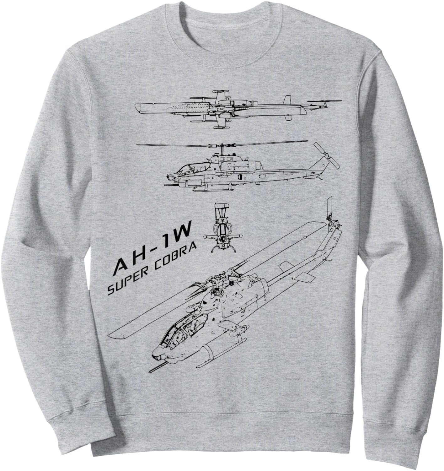 AH-1 Cobra US Military Helicopter Sweatshirt - Sweatshirt | Ash