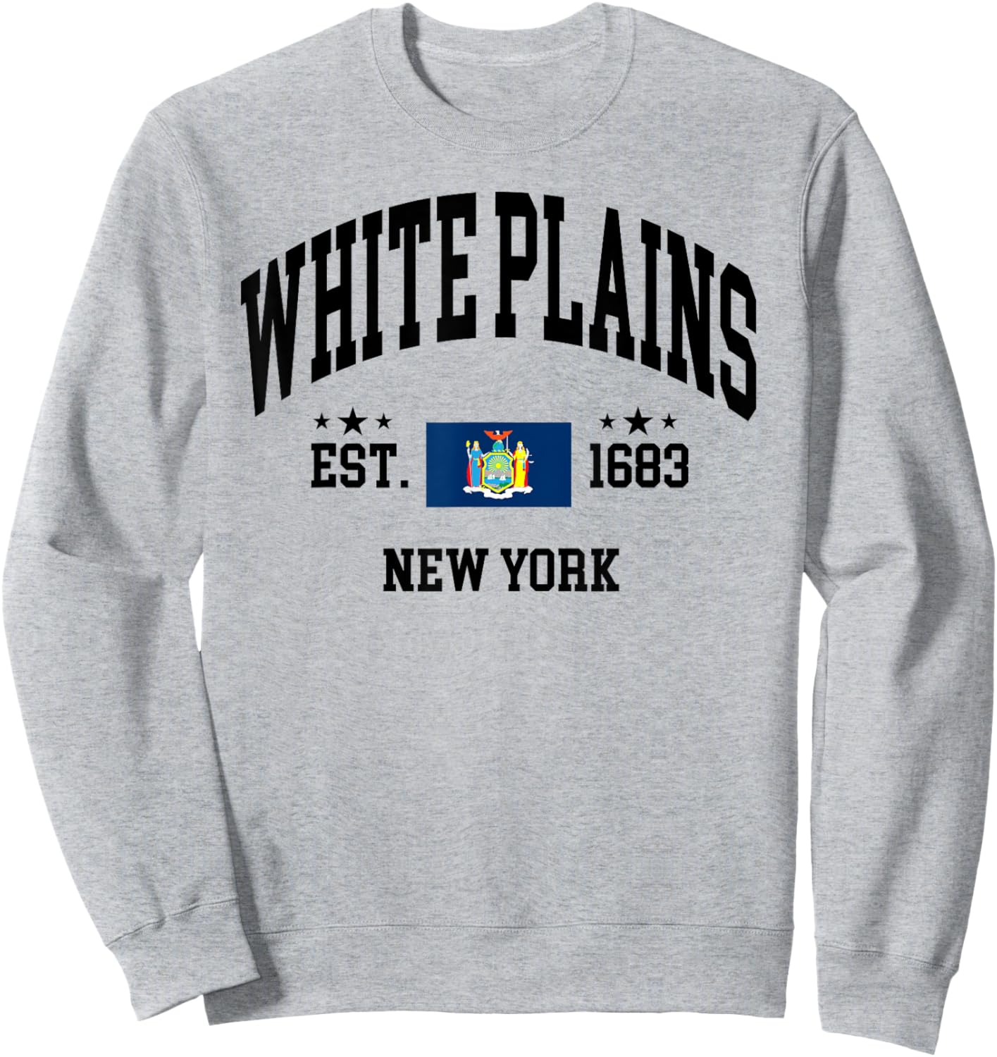 Retro White Plains New York NY Vintage State Patriotic Flag Sweatshirt - Sweatshirt | Ash