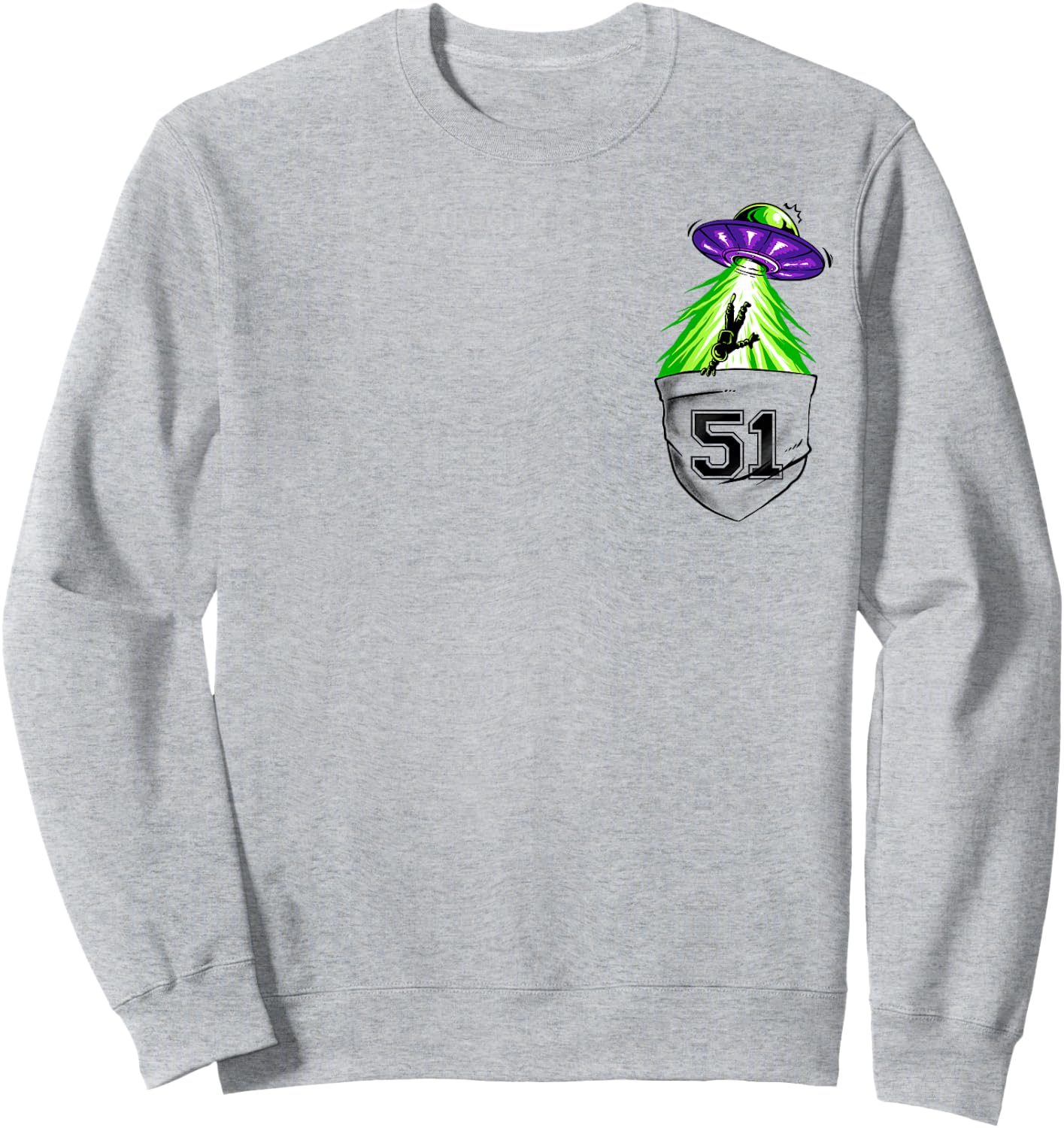 Alien Ship In Pocket Funny UFO Abduction Sweatshirt - Sweatshirt | Ash