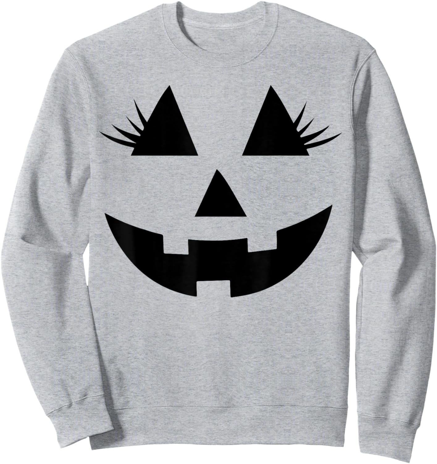 Funny Jack O Lantern Face Pumpkin Eyelashes Hallowen Costume Sweatshirt - Sweatshirt | Ash