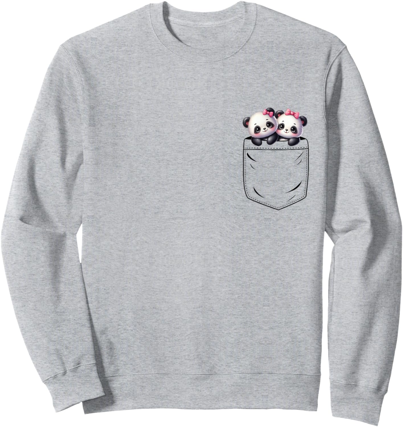 Panda Lovers Cute Funny Baby Pandas In Pocket Sweatshirt - Sweatshirt | Ash