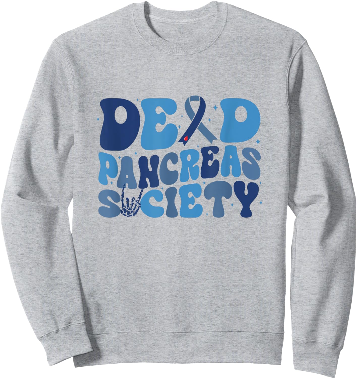 Retro Dead Pancreas Society Funny T1D Diabetes Awareness Sweatshirt - Sweatshirt | Ash