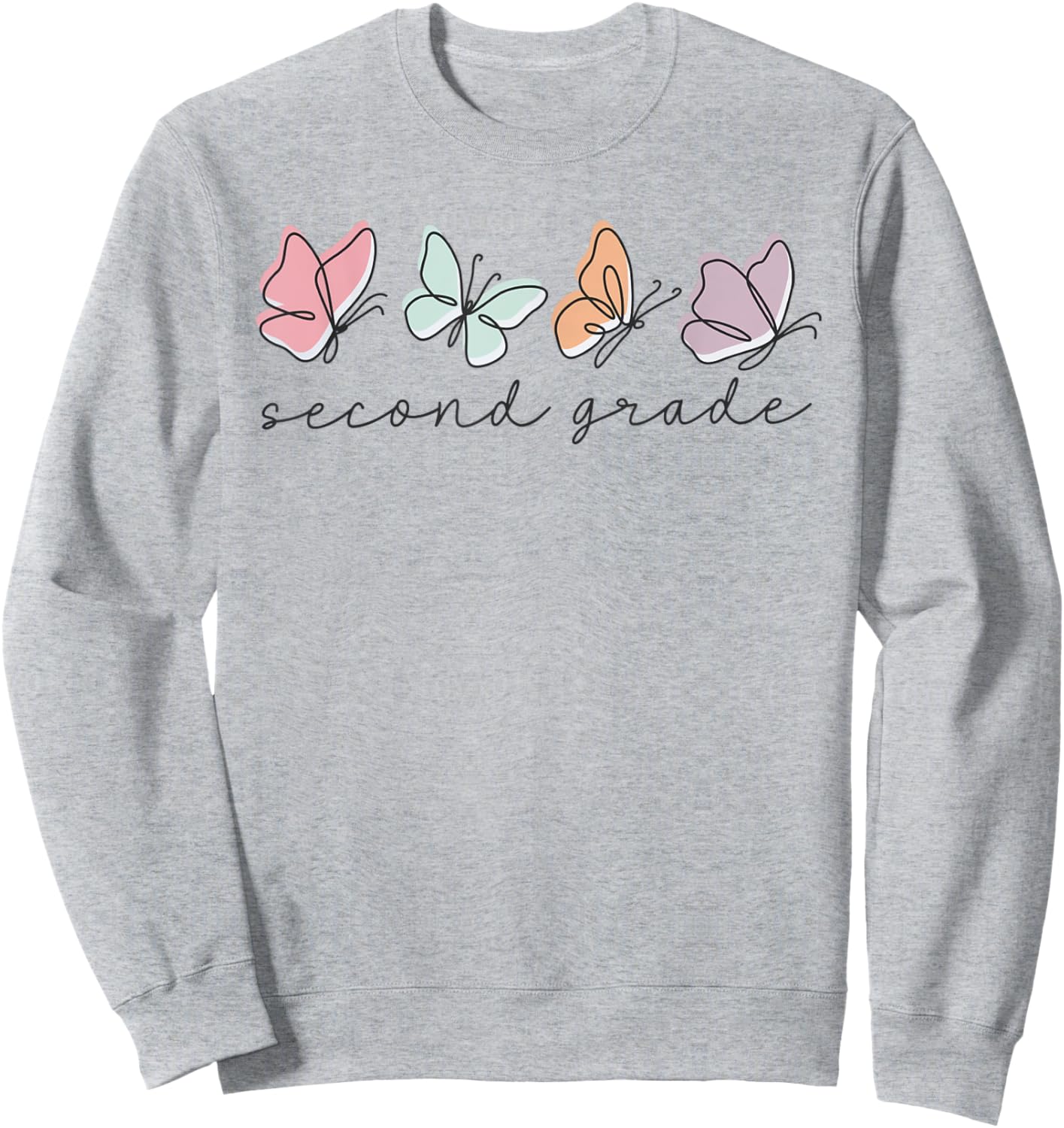 Second Grade Dream Team Butterfly First Day Of School Kids Sweatshirt - Sweatshirt | Ash