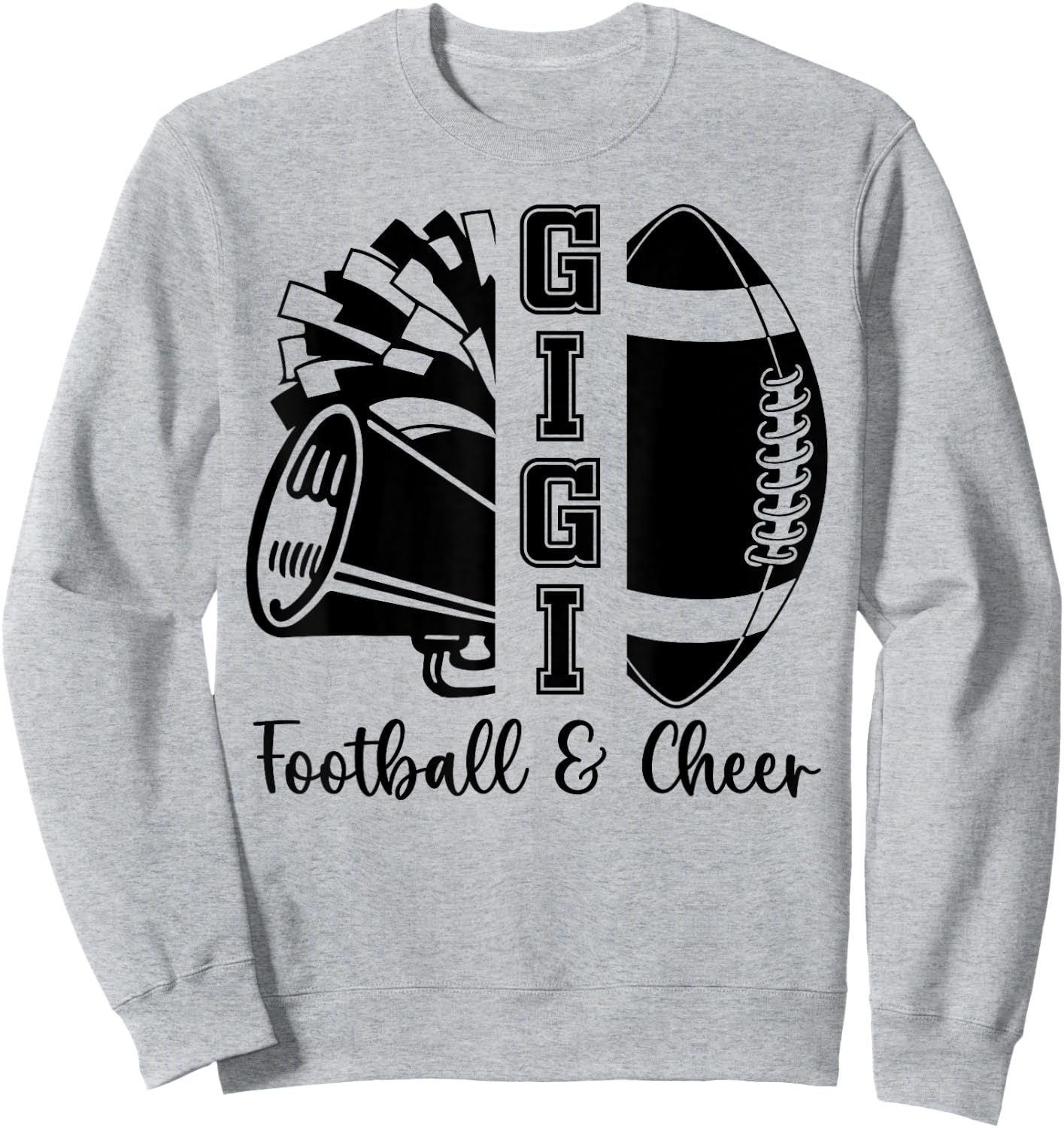 Football Cheer Gigi Grandma High School Cheerleader Pom Pom Sweatshirt - Sweatshirt | Ash