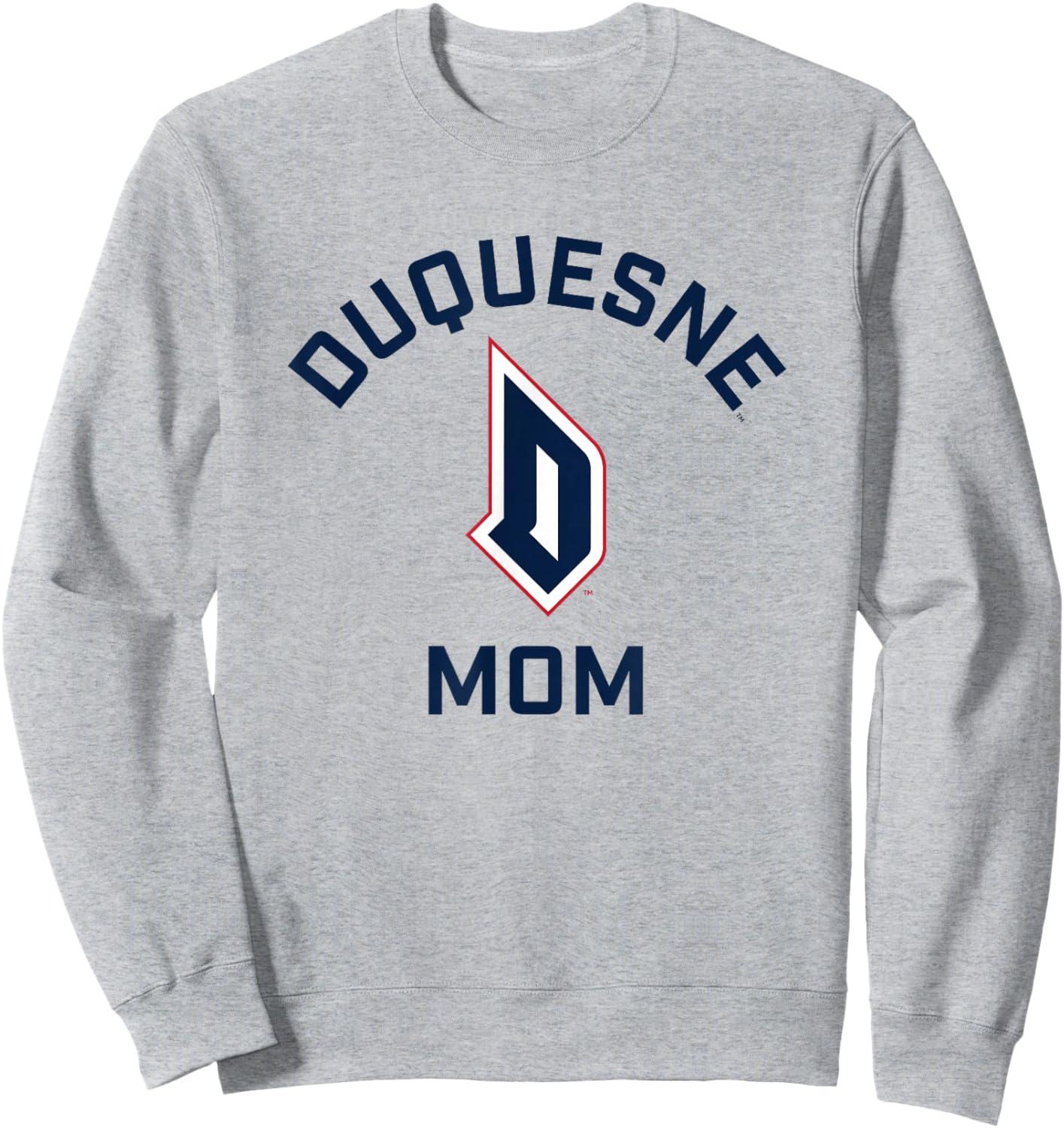 Campus Lab Duquesne University Dukes Arched Mom - Grey, -Adults, Short Sleeve, College Team Logo Sweatshirt - Sweatshirt | Ash