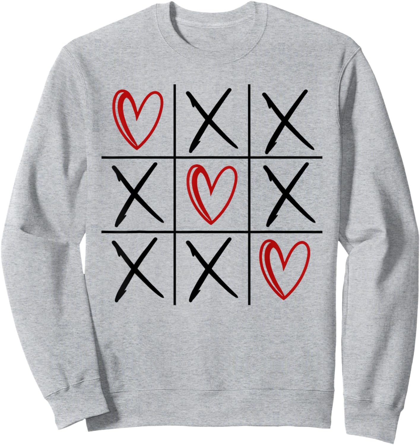 Tic Tac Toe Love Hearts Romantic Valentine Sweatshirt - Sweatshirt | Ash