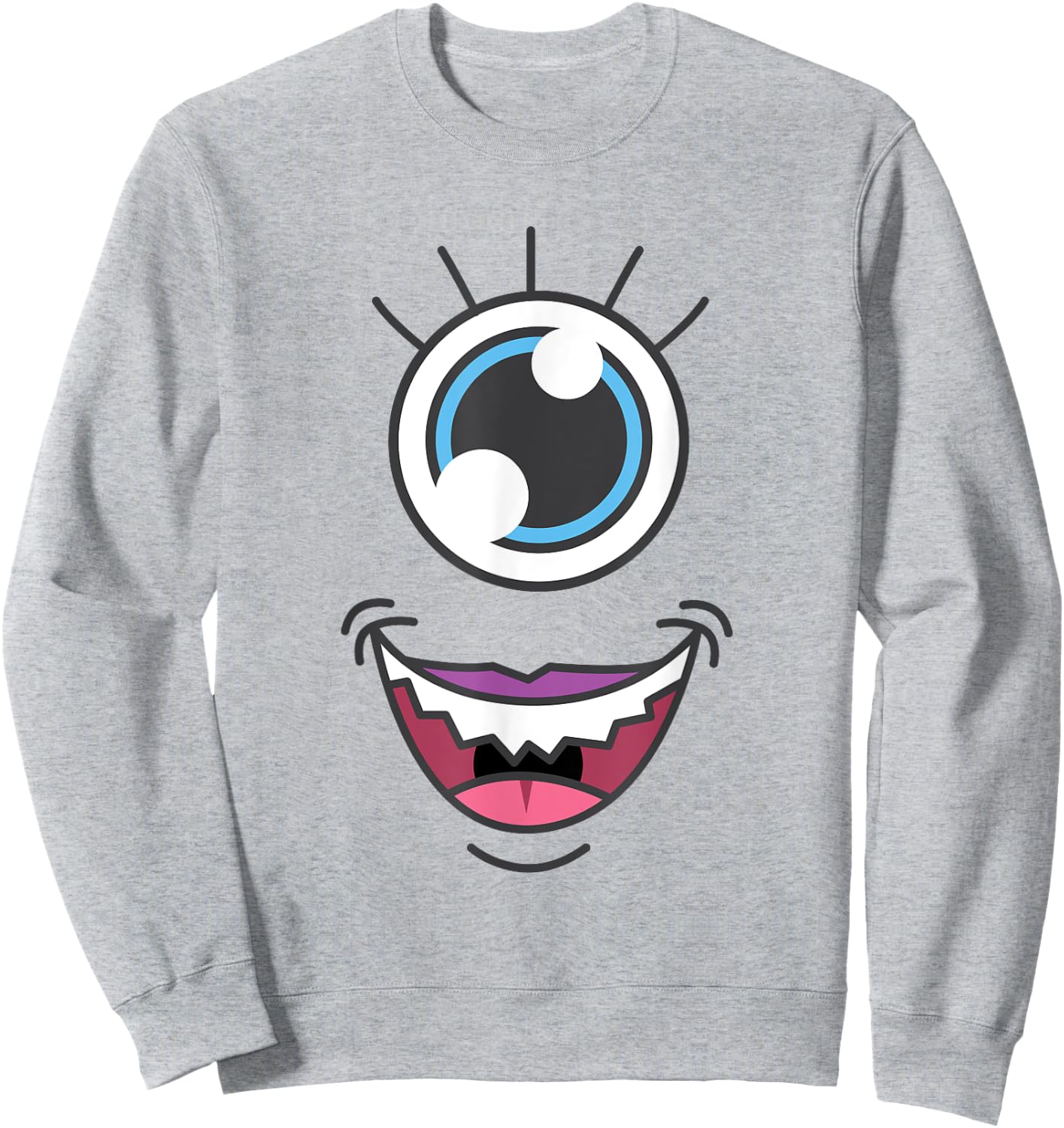 Funny Scary Monster Eyeball Face Halloween Sweatshirt - Sweatshirt | Ash