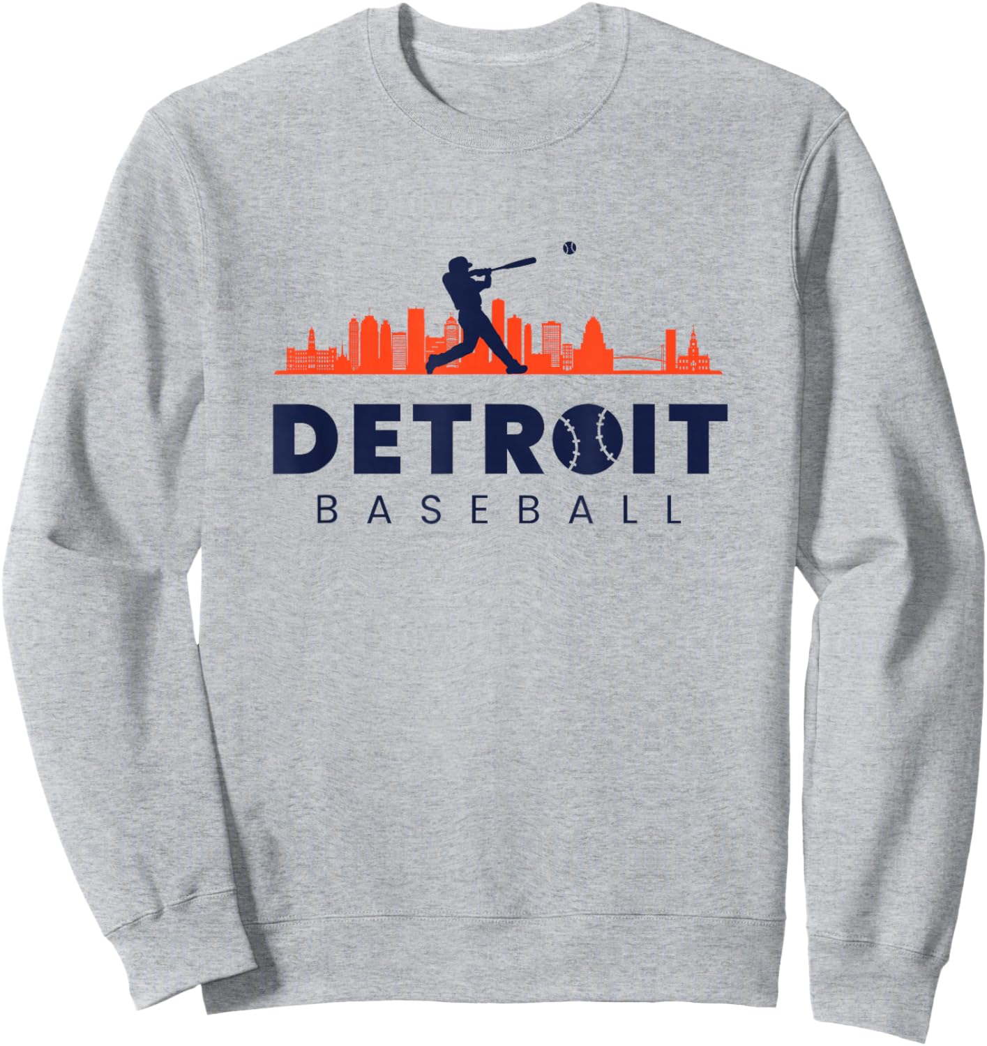 Detroit Baseball Minimalist City Skyline Baseball Lover Sweatshirt - Sweatshirt | Ash