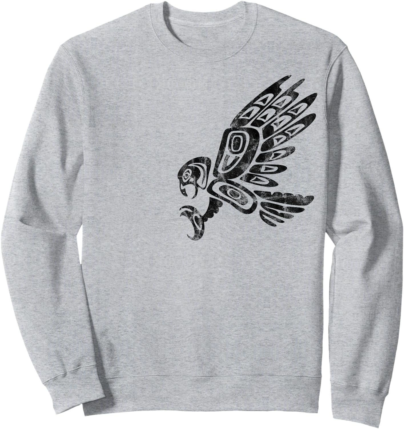 Falcon Abstract Haida Art Pacific Northwest Coast Bird Sweatshirt - Sweatshirt | Ash