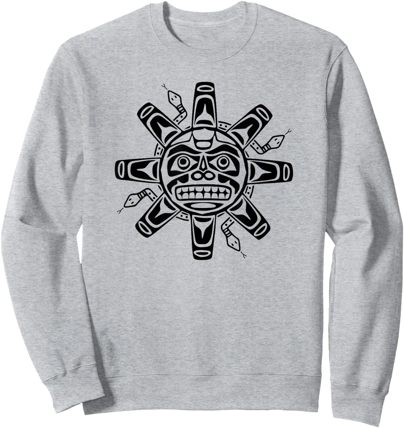 Sun Symbol Abstract Haida Art Pacific Northwest Coast Snakes Sweatshirt - Sweatshirt | Ash